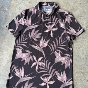 ASOS Design Polo (Black/Botanical Print)